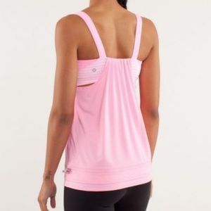 Pink and White Lululemon Tank Top (Size 4)